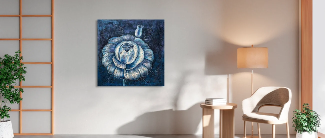 Lienzo Flor Azul