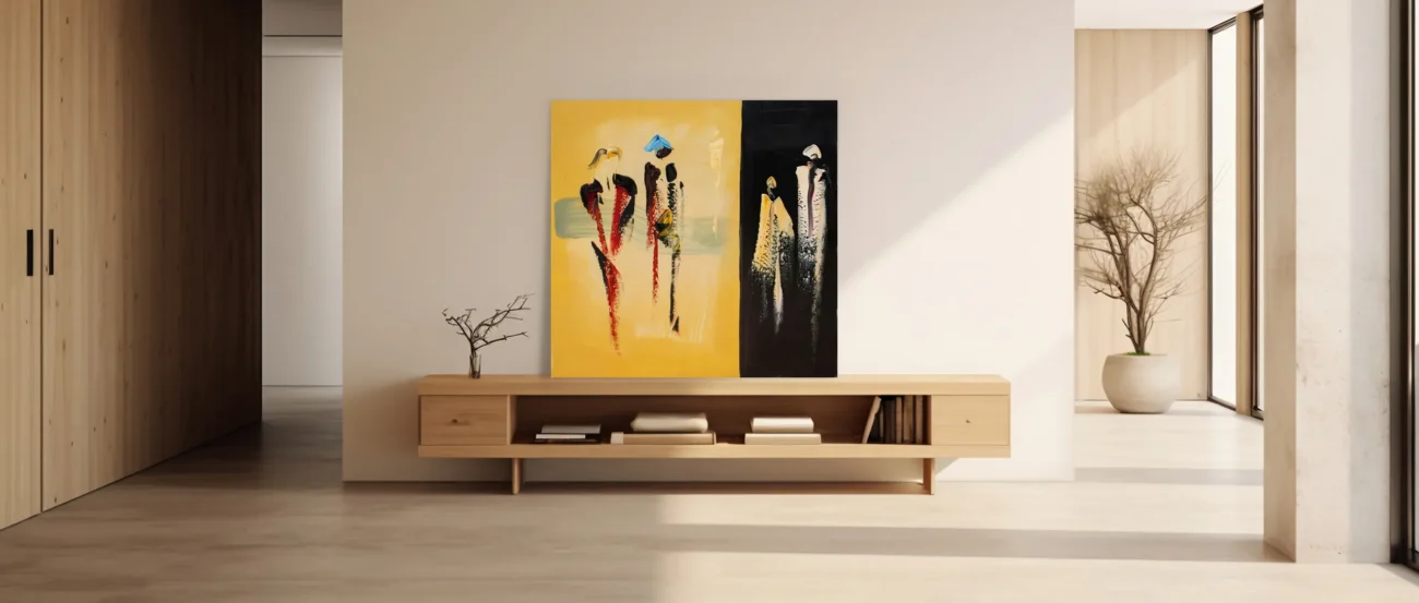Lienzo Figuras Amarillo y Negro